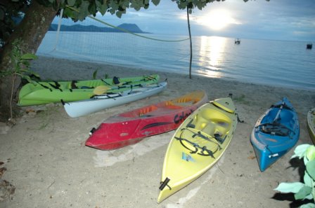 Kayaks at Sunset