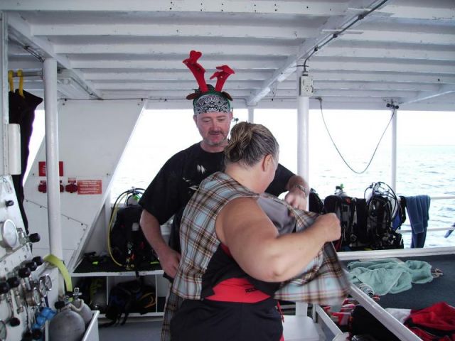 Barb & Simon dressing for their "Dream Dive"
