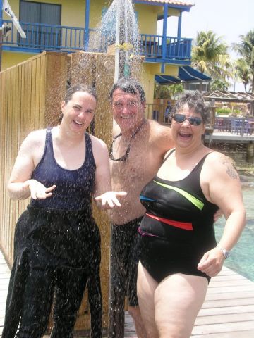 Bill taking a shower with Heidi and Liz