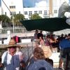 Getting underway just before sunset on a schooner.