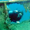 Susi (number 1 best dive buddy) on a wreck.
