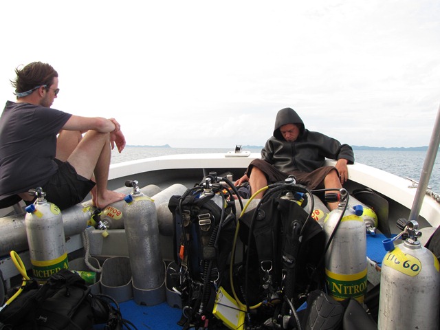 Stephane and Rick (DM) riding in after last dive