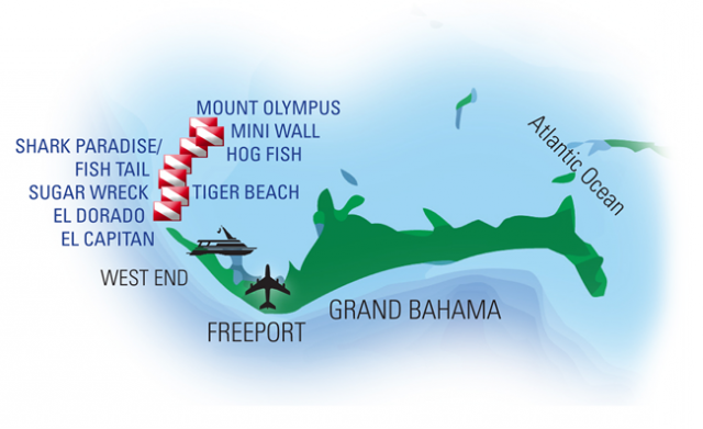Tiger beach dive sites map Tiger beach dive sites map